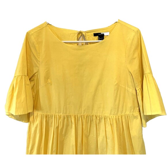 Forever 21 Mini Dress S Open Tie-Back 3/4 Bell Sleeves Babydoll Tiered Boho - Picture 8 of 8